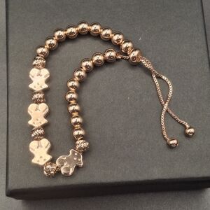 Rose Gold Teddy Bead Adjustable Bracelet - Unbranded